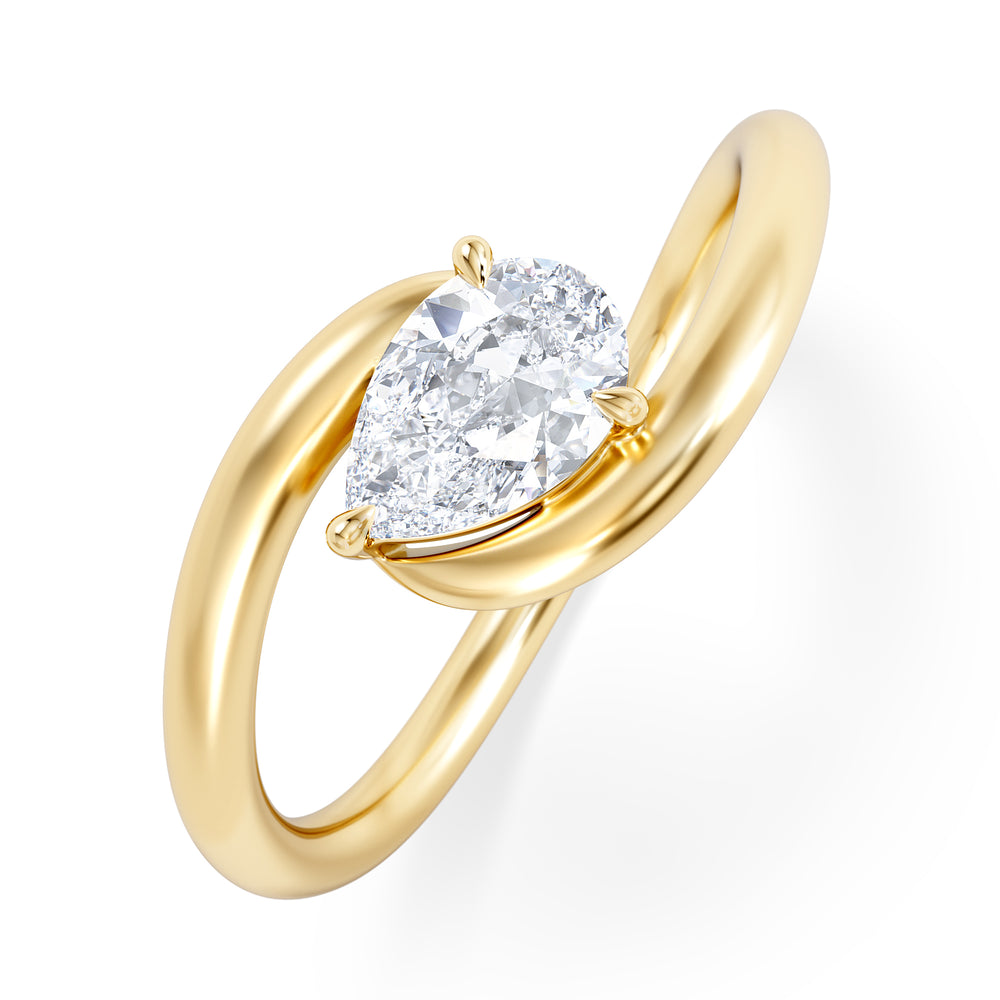 Affinity 0.50ct Pear Cut Lab Diamond Solitaire Engagement Ring in 18K Yellow Gold