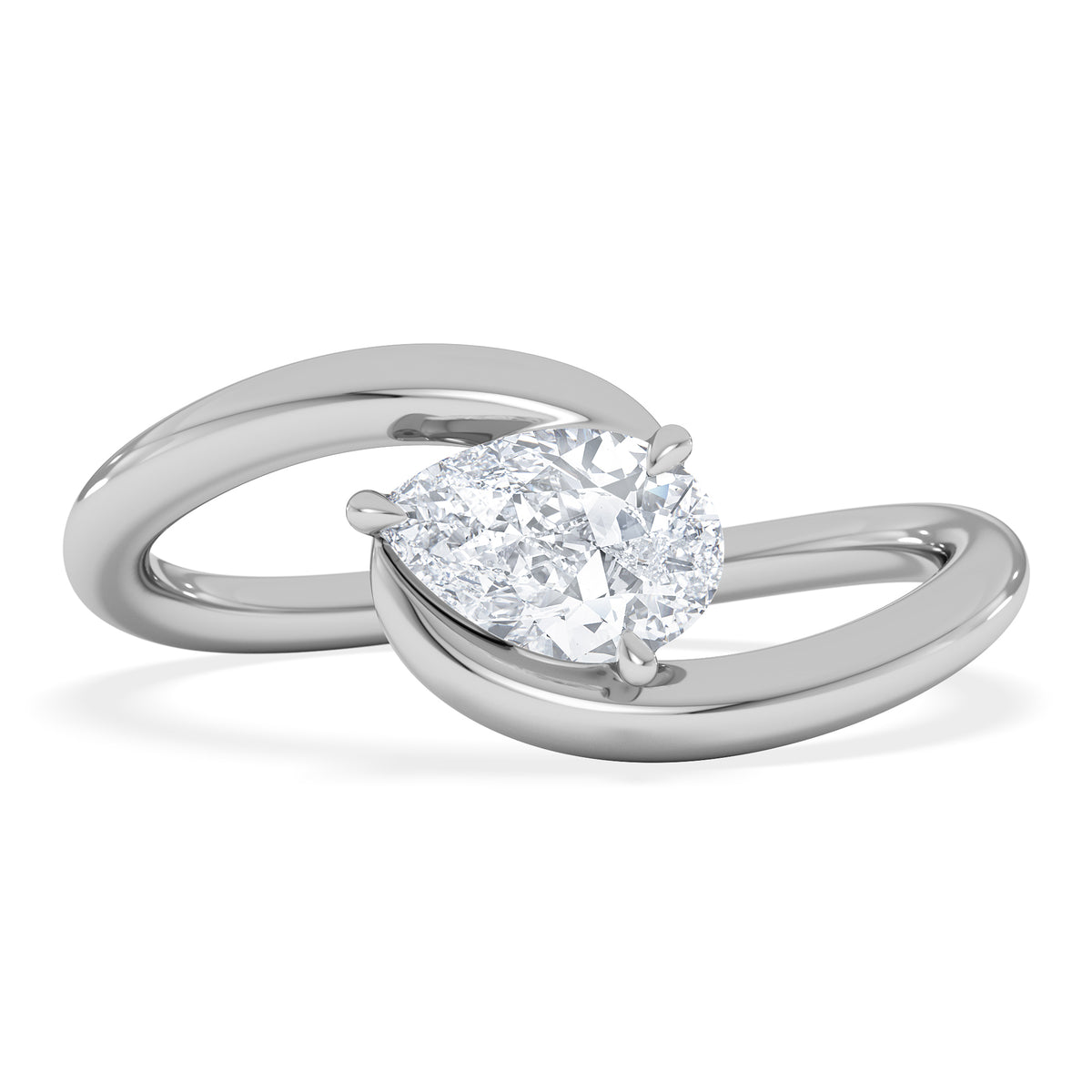 Affinity 0.50ct Pear Cut Lab Diamond Solitaire Engagement Ring in Platinum