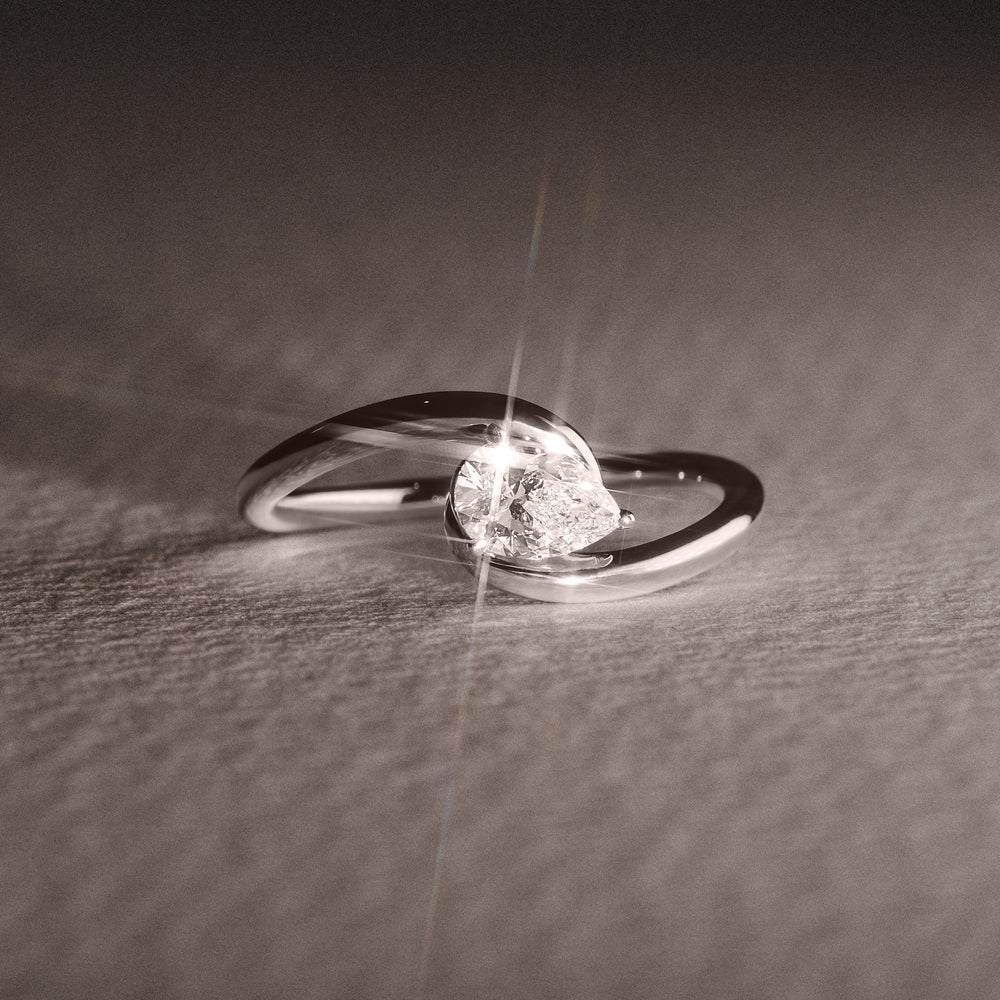 Affinity 0.50ct Pear Cut Lab Diamond Solitaire Engagement Ring in Platinum