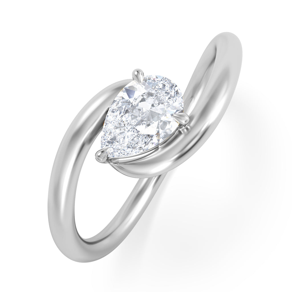 Affinity 0.50ct Pear Cut Lab Diamond Solitaire Engagement Ring in Platinum