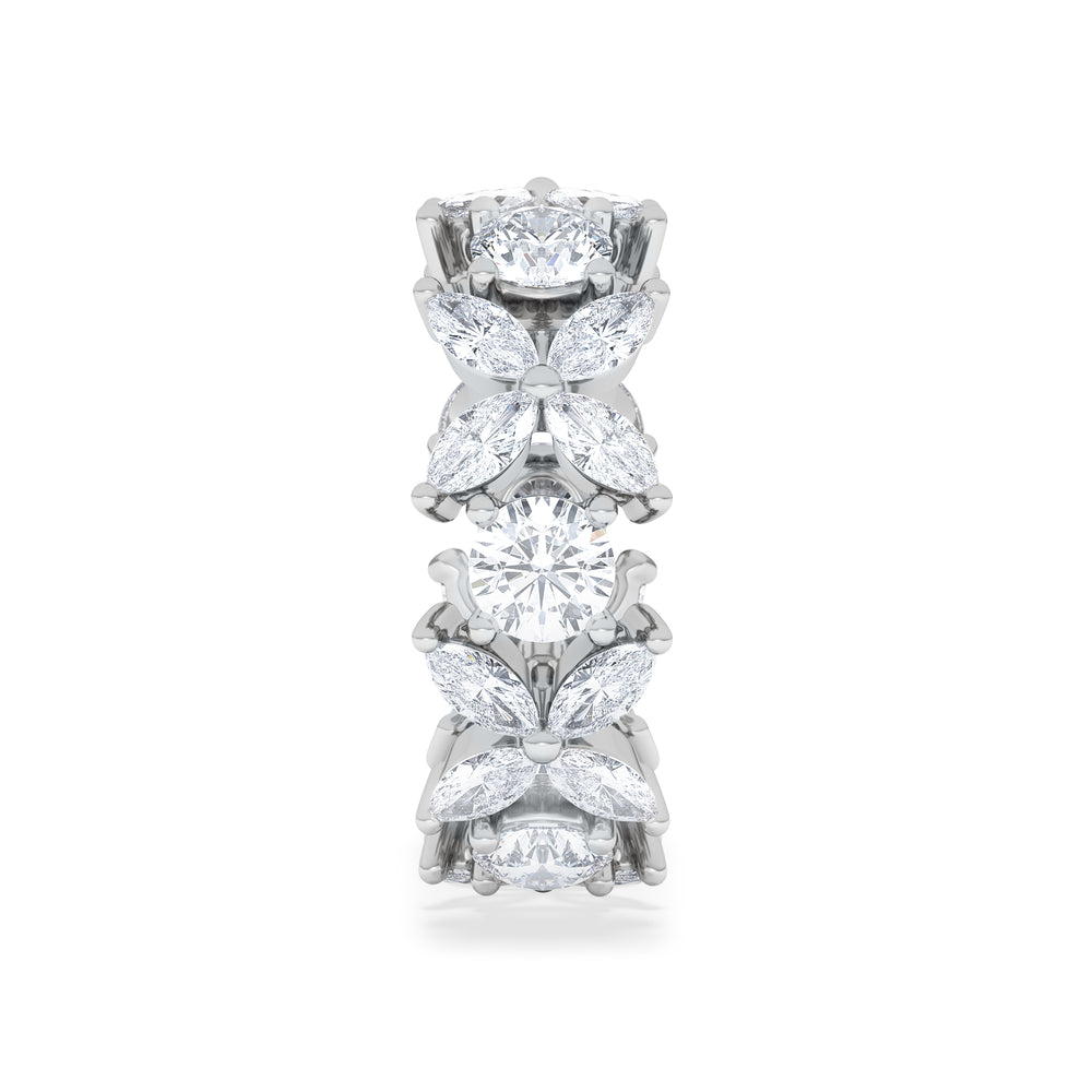 Luxe Floral 3.20ct Marquise and Round Cut Lab Diamond Eternity Ring in 18K White Gold