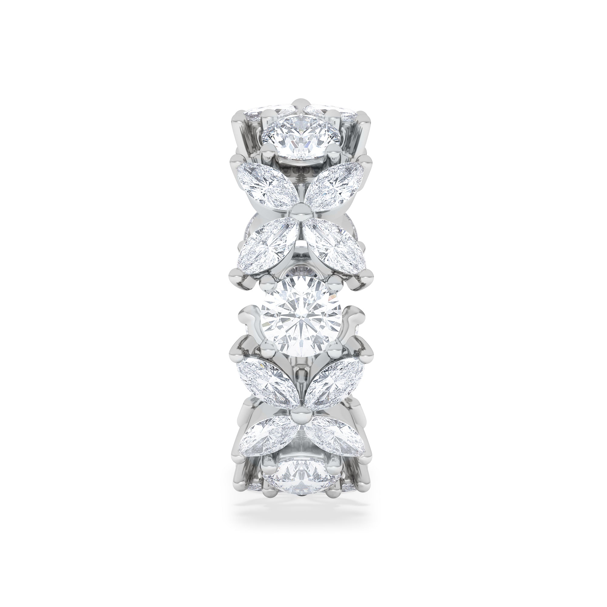 Luxe Floral 3.20ct Marquise and Round Cut Lab Diamond Eternity Ring in 18K White Gold