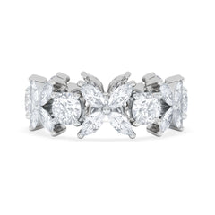 Luxe Floral 3.20ct Marquise and Round Cut Lab Diamond Eternity Ring in 18K White Gold