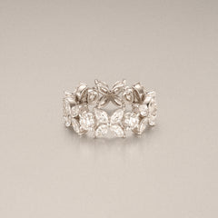 Luxe Floral 3.20ct Marquise and Round Cut Lab Diamond Eternity Ring in 18K White Gold
