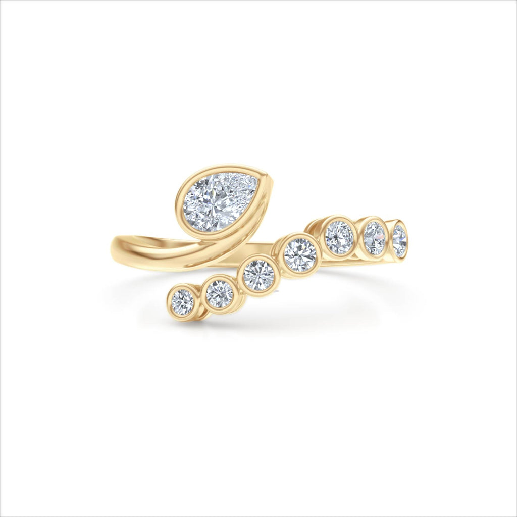 Skyline 0.45ct Pear and Round Cut Lab Diamond Ring in 14K Yellow Gold