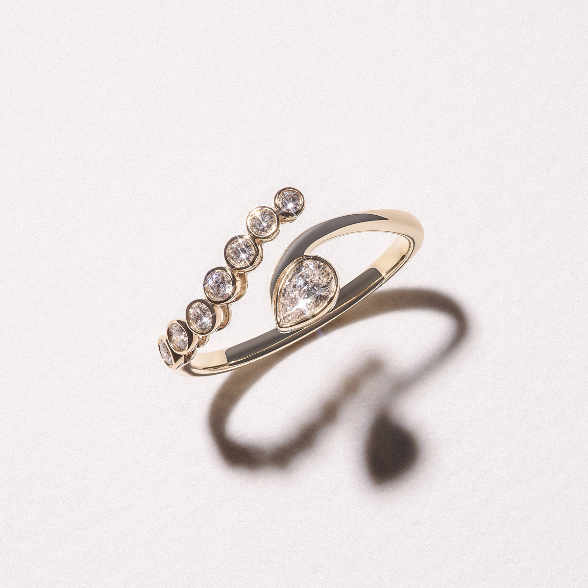 Skyline 0.45ct Pear and Round Cut Lab Diamond Ring in 14K Yellow Gold