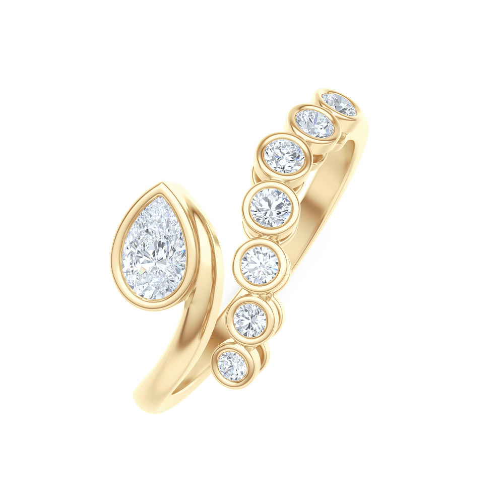 Skyline 0.45ct Pear and Round Cut Lab Diamond Ring in 14K Yellow Gold