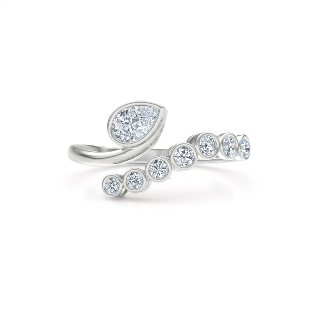 Skyline 0.45ct Pear and Round Cut Lab Diamond Ring in 14K White Gold