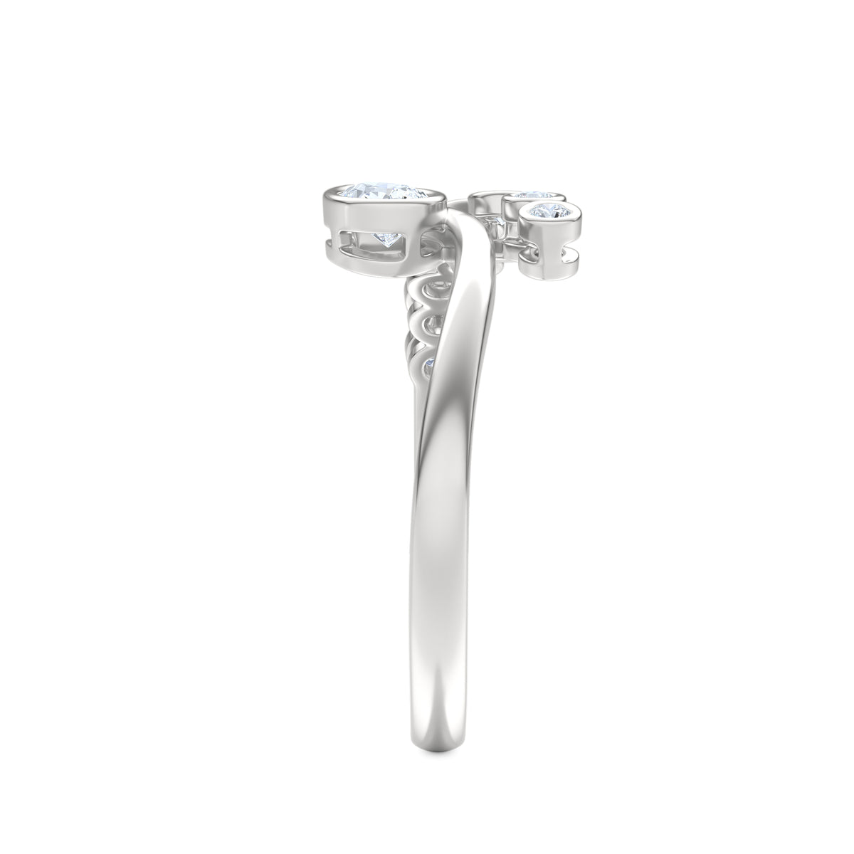 Skyline 0.45ct Pear and Round Cut Lab Diamond Ring in 14K White Gold