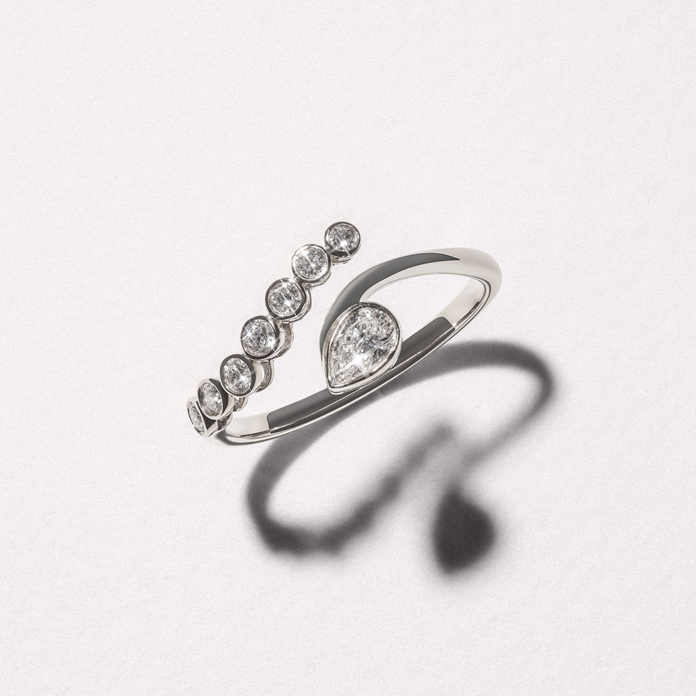 Skyline 0.45ct Pear and Round Cut Lab Diamond Ring in 14K White Gold