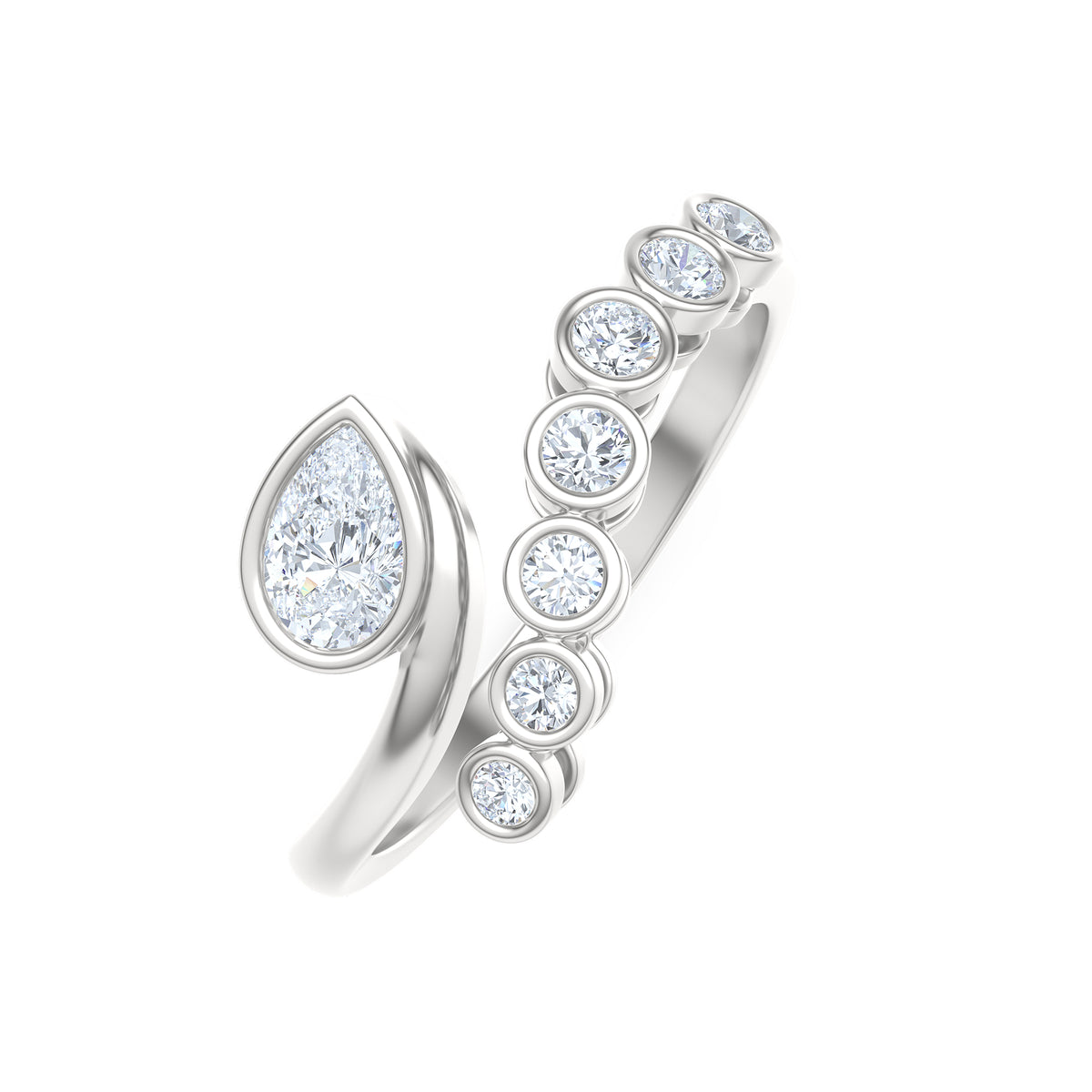 Skyline 0.45ct Pear and Round Cut Lab Diamond Ring in 14K White Gold