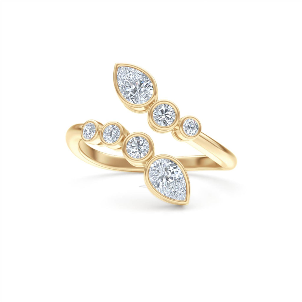 Skyline 0.70ct Pear and Round Cut Lab Diamond Ring in 14K Yellow Gold