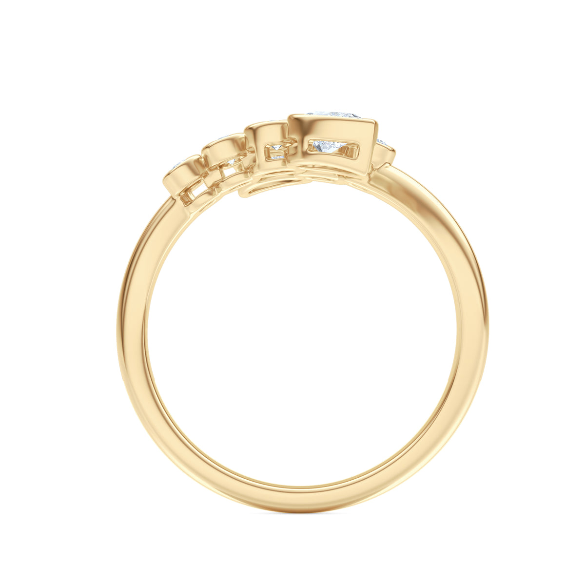 Skyline 0.70ct Pear and Round Cut Lab Diamond Ring in 14K Yellow Gold