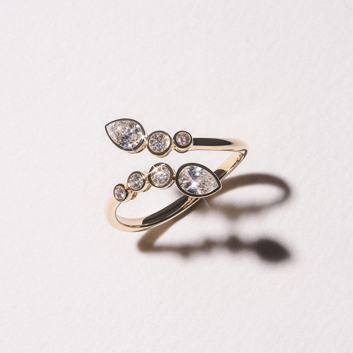 Skyline 0.70ct Pear and Round Cut Lab Diamond Ring in 14K Yellow Gold