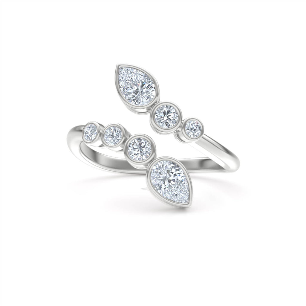 Skyline 0.70ct Pear and Round Cut Lab Diamond Ring in 14K White Gold