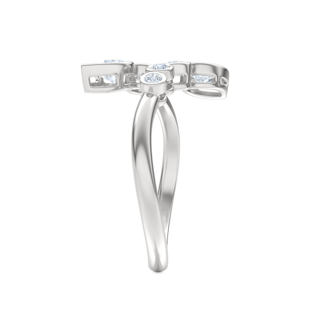 Skyline 0.70ct Pear and Round Cut Lab Diamond Ring in 14K White Gold