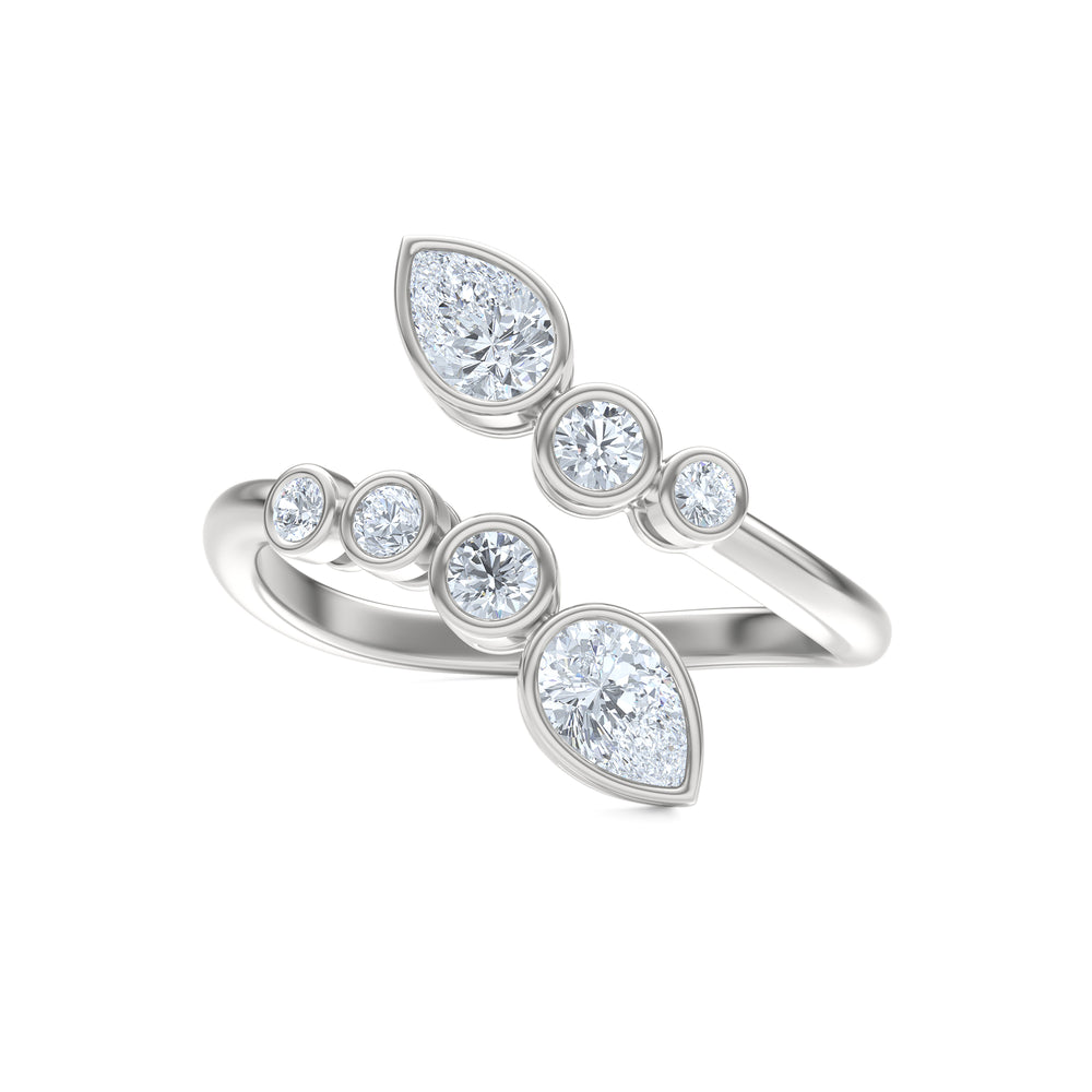 Skyline 0.70ct Pear and Round Cut Lab Diamond Ring in 14K White Gold