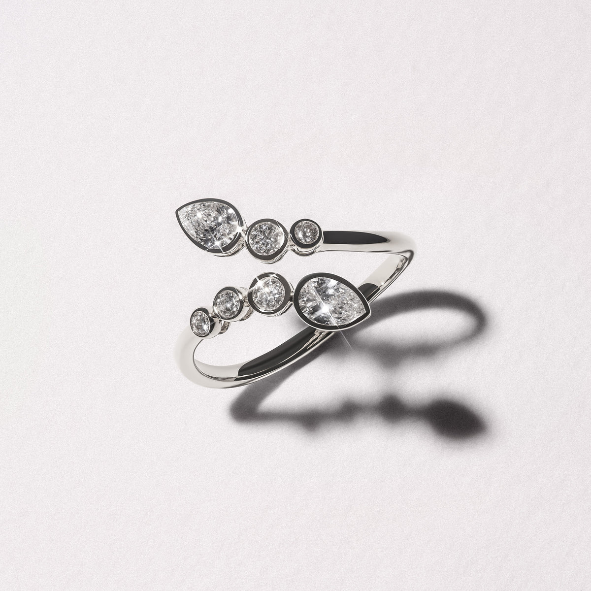 Skyline 0.70ct Pear and Round Cut Lab Diamond Ring in 14K White Gold