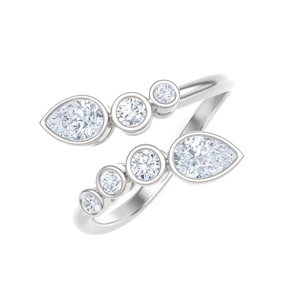 Skyline 0.70ct Pear and Round Cut Lab Diamond Ring in 14K White Gold