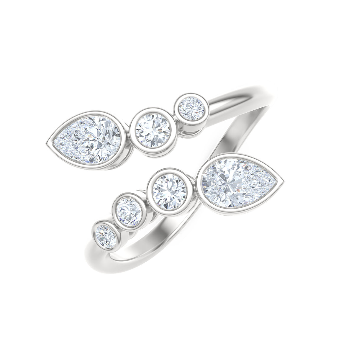 Skyline 0.70ct Pear and Round Cut Lab Diamond Ring in 14K White Gold