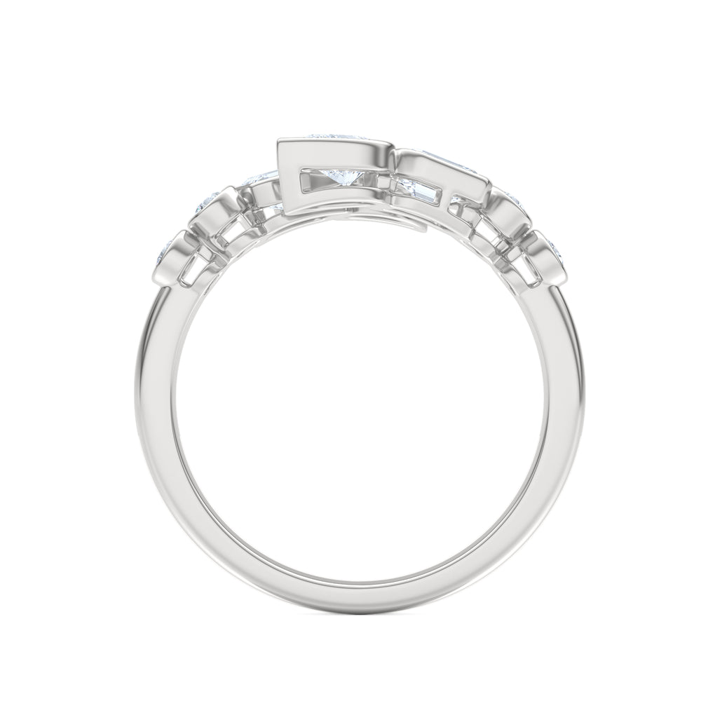 Skyline 1.15ct Pear, Emerald and Round Cut Lab Diamond Ring in 14K White Gold