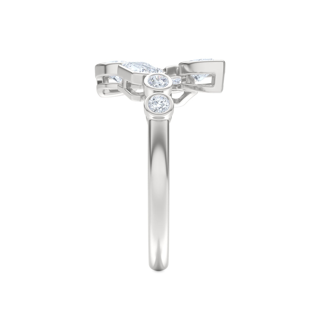 Skyline 1.15ct Pear, Emerald and Round Cut Lab Diamond Ring in 14K White Gold