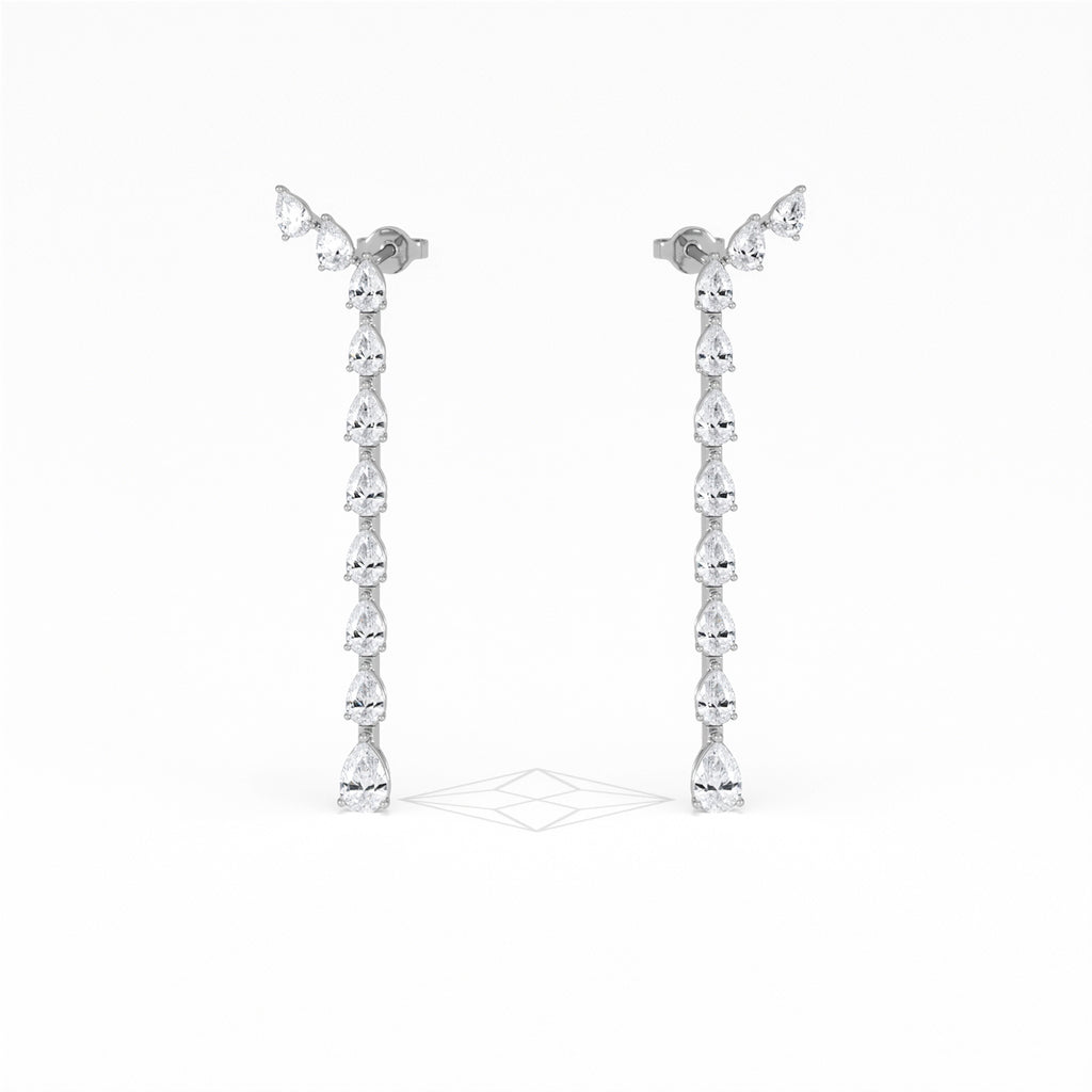 LUXE 4.00ct Lab Diamond Drop Earrings with IGI Certified Pear-Cut Diamonds in 18K White Gold