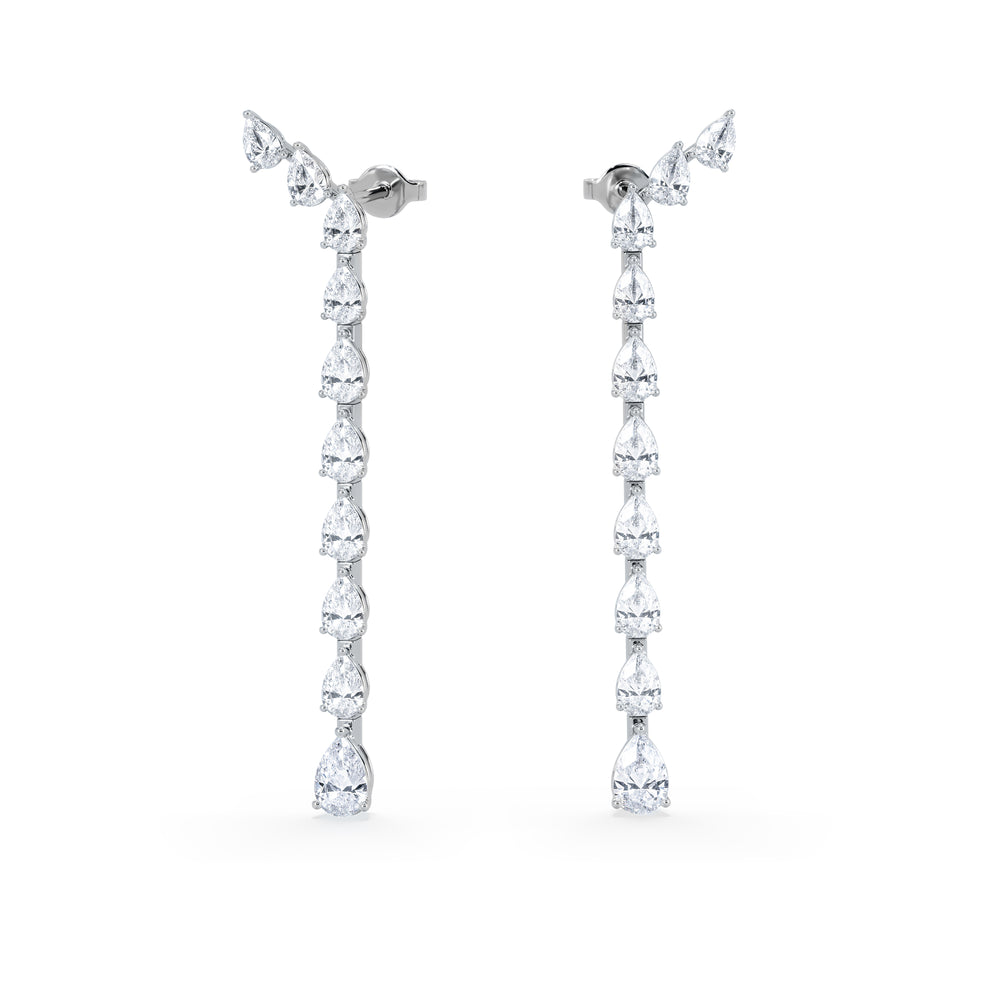 LUXE 4.00ct Lab Diamond Drop Earrings with IGI Certified Pear-Cut Diamonds in 18K White Gold