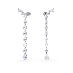 LUXE 4.00ct Lab Diamond Drop Earrings with IGI Certified Pear-Cut Diamonds in 18K White Gold
