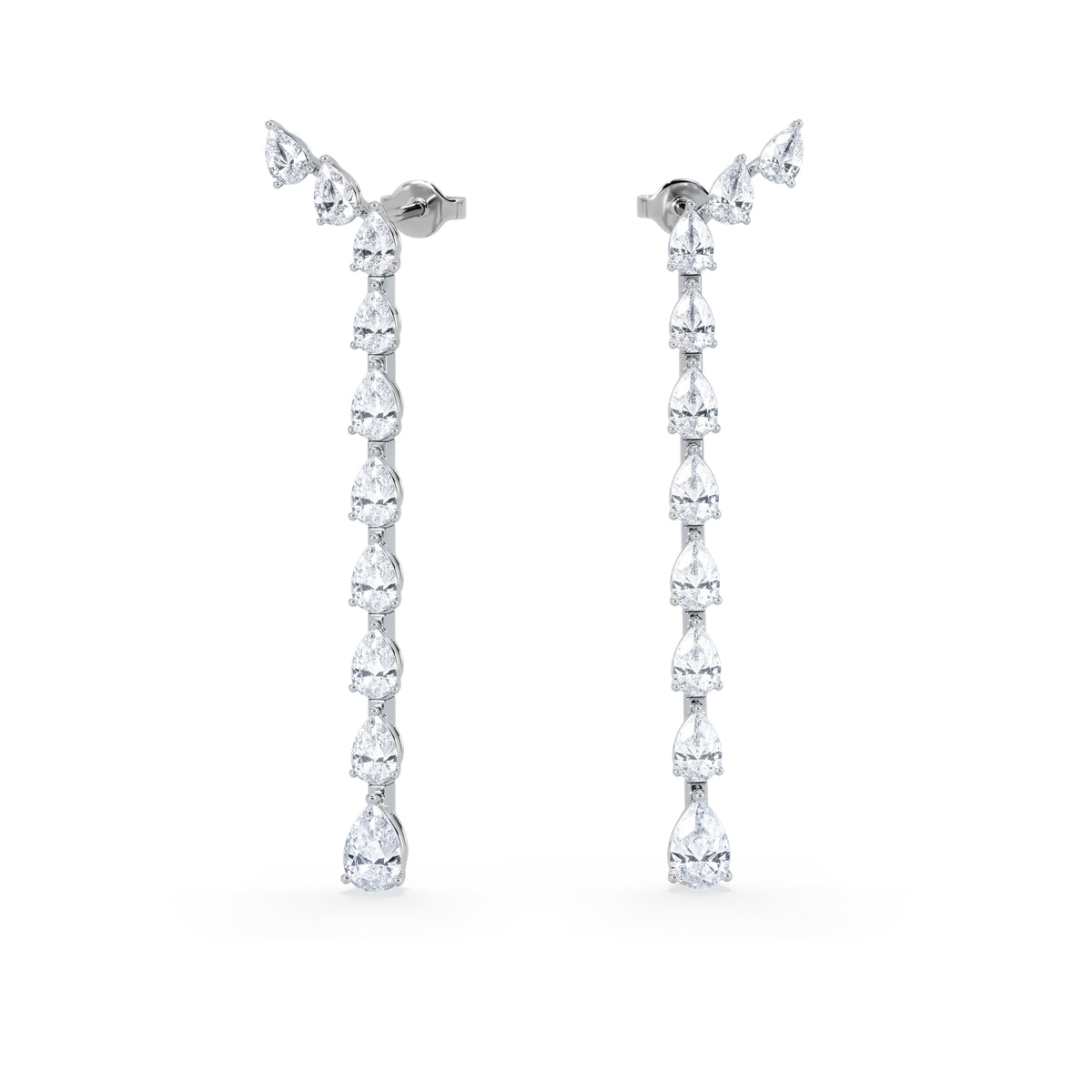 LUXE 4.00ct Lab Diamond Drop Earrings with IGI Certified Pear-Cut Diamonds in 18K White Gold