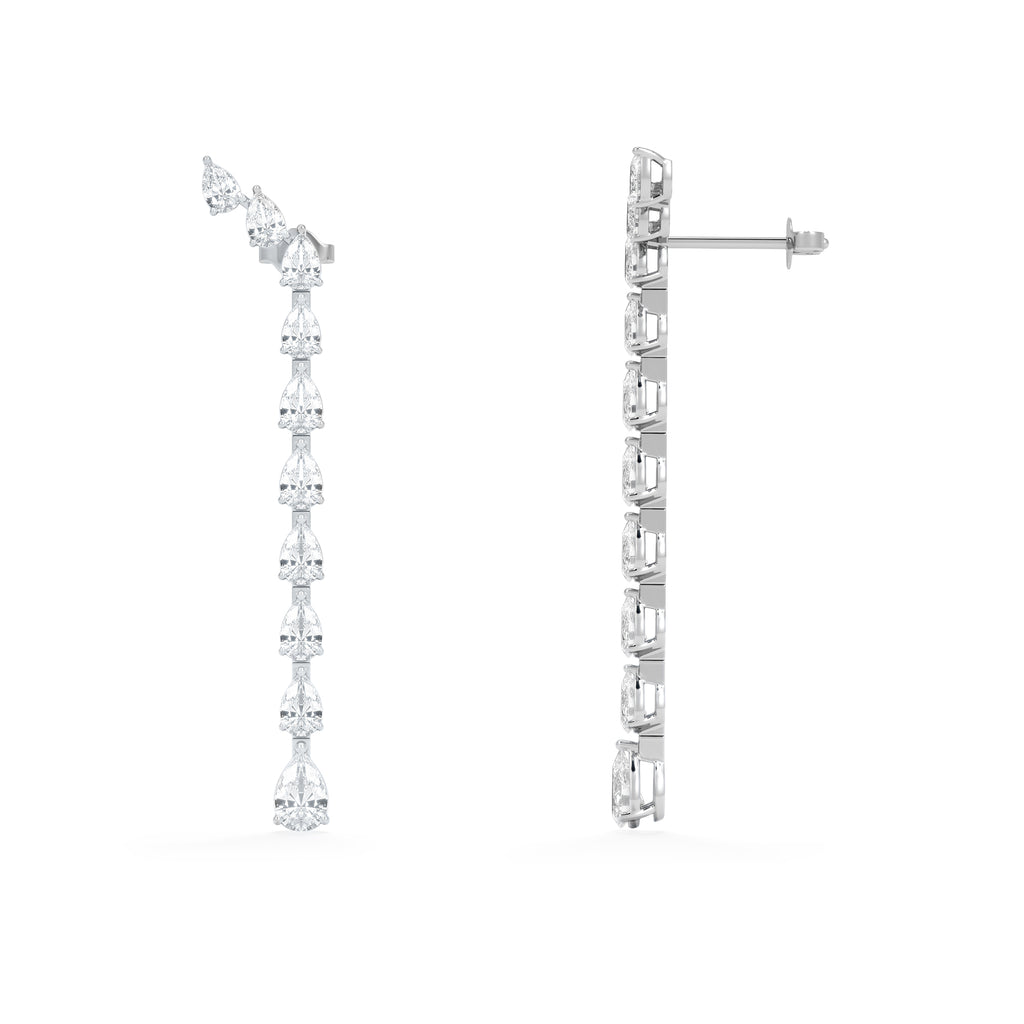 LUXE 4.00ct Lab Diamond Drop Earrings with IGI Certified Pear-Cut Diamonds in 18K White Gold