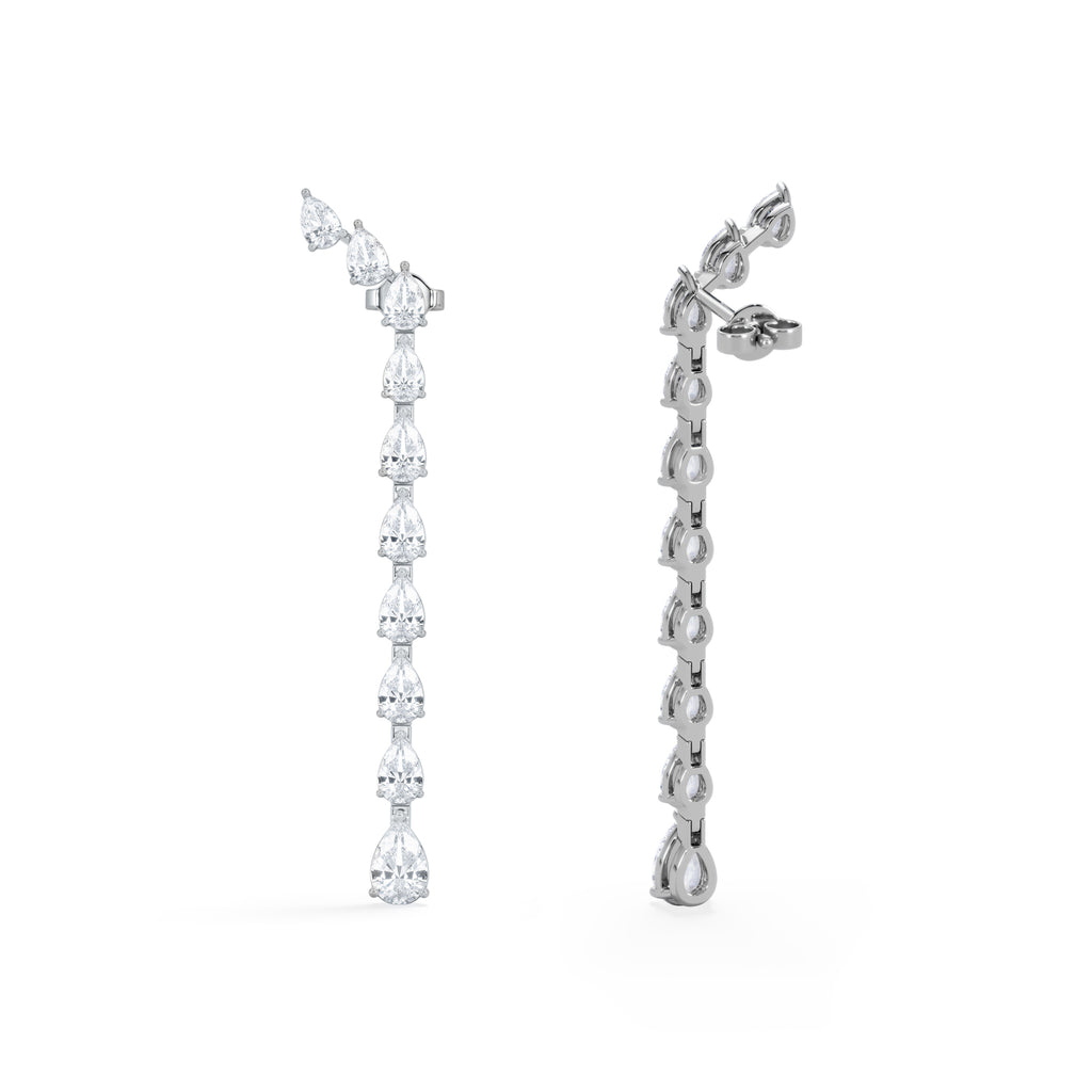 LUXE 4.00ct Lab Diamond Drop Earrings with IGI Certified Pear-Cut Diamonds in 18K White Gold