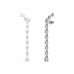 LUXE 4.00ct Lab Diamond Drop Earrings with IGI Certified Pear-Cut Diamonds in 18K White Gold
