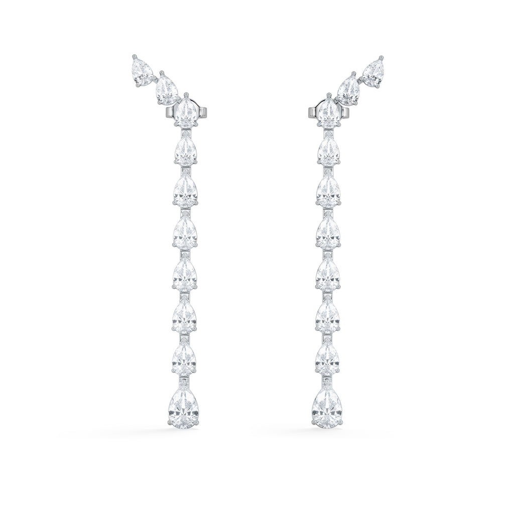 LUXE 4.00ct Lab Diamond Drop Earrings with IGI Certified Pear-Cut Diamonds in 18K White Gold