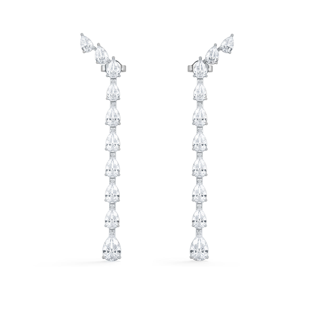 LUXE 4.00ct Lab Diamond Drop Earrings with IGI Certified Pear-Cut Diamonds in 18K White Gold