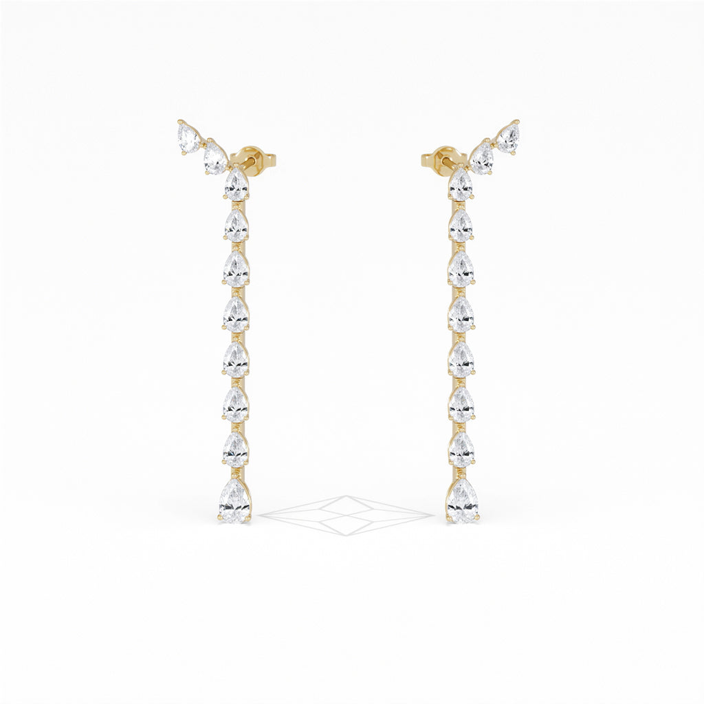 LUXE 4.00ct Lab Diamond Drop Earrings with IGI Certified Pear-Cut Diamonds in 18K Yellow Gold