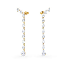 LUXE 4.00ct Lab Diamond Drop Earrings with IGI Certified Pear-Cut Diamonds in 18K Yellow Gold