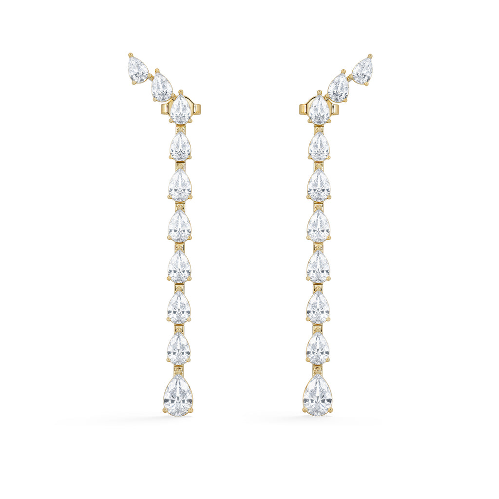 LUXE 4.00ct Lab Diamond Drop Earrings with IGI Certified Pear-Cut Diamonds in 18K Yellow Gold