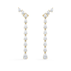 LUXE 4.00ct Lab Diamond Drop Earrings with IGI Certified Pear-Cut Diamonds in 18K Yellow Gold