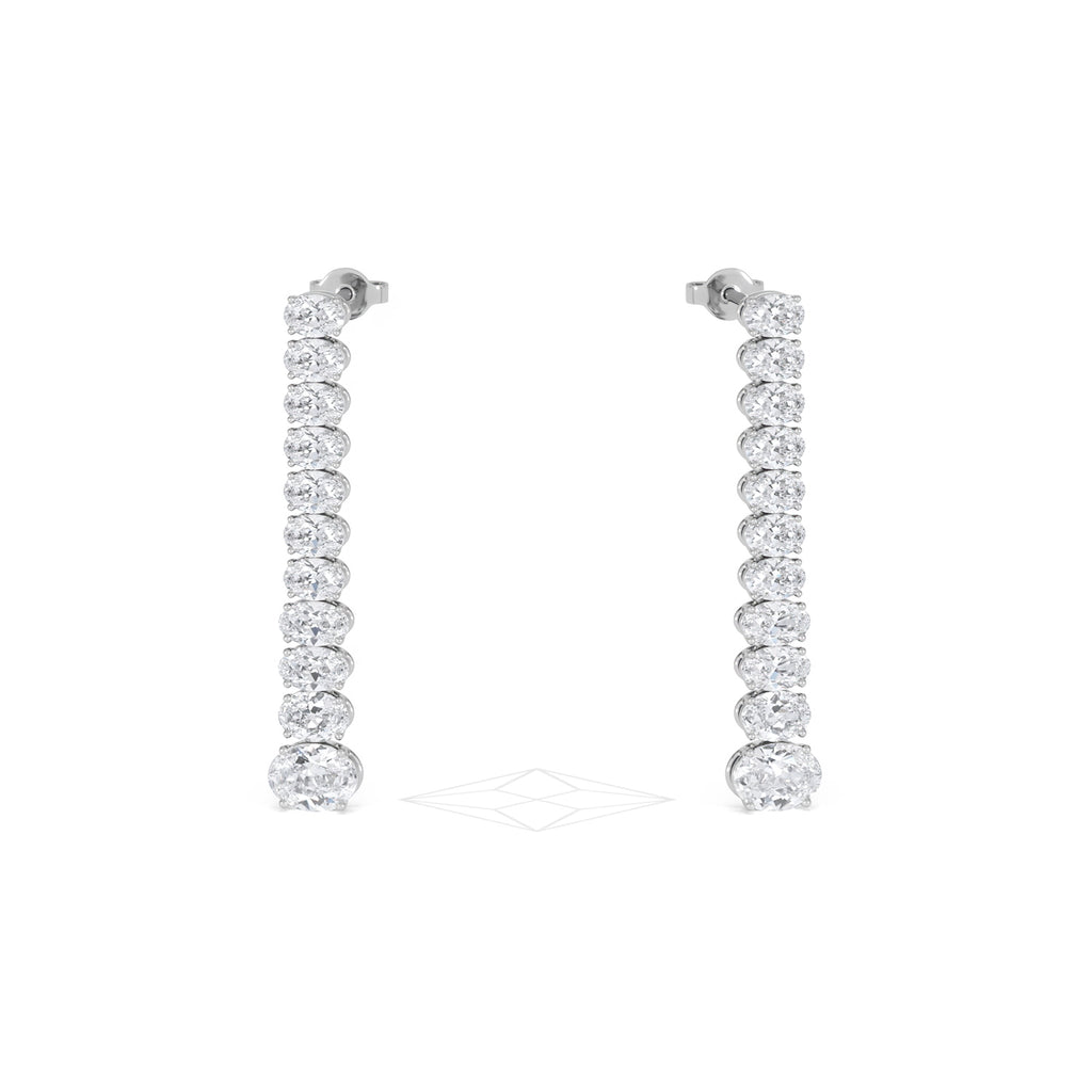 LUXE 6.00ct Lab Diamond Drop Earrings with IGI Certified Oval-Cut Diamonds in 18K White Gold