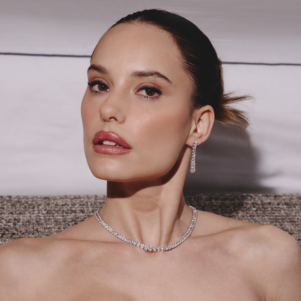 LUXE 6.00ct Lab Diamond Drop Earrings with IGI Certified Oval-Cut Diamonds in 18K White Gold
