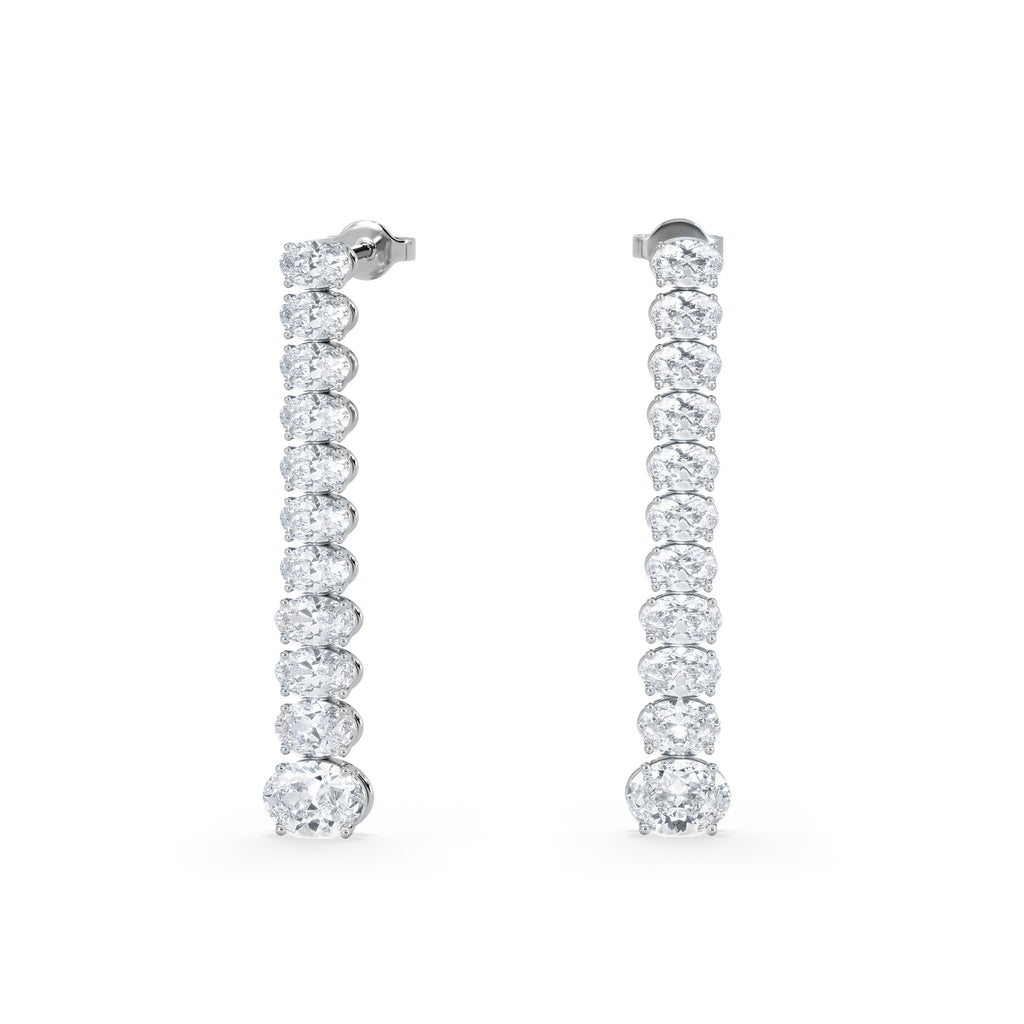 LUXE 6.00ct Lab Diamond Drop Earrings with IGI Certified Oval-Cut Diamonds in 18K White Gold