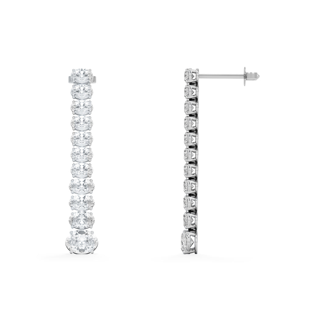 LUXE 6.00ct Lab Diamond Drop Earrings with IGI Certified Oval-Cut Diamonds in 18K White Gold