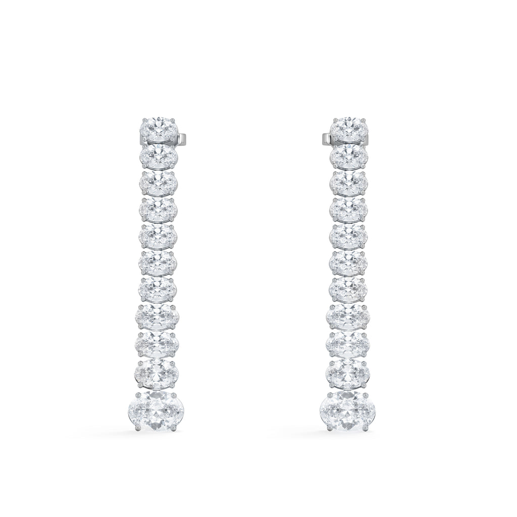 LUXE 6.00ct Lab Diamond Drop Earrings with IGI Certified Oval-Cut Diamonds in 18K White Gold