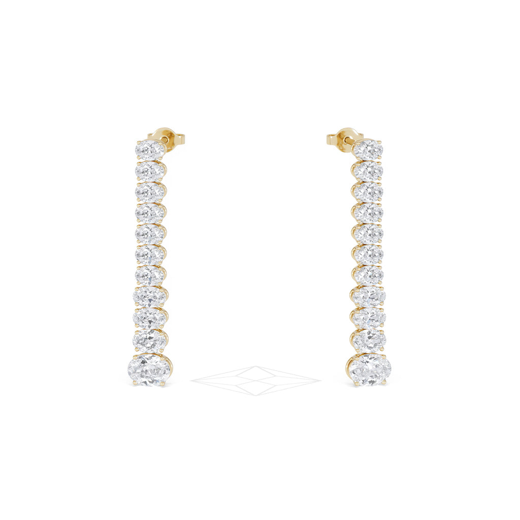 LUXE 6.00ct Lab Diamond Drop Earrings with IGI Certified Oval-Cut Diamonds in 18K Yellow Gold