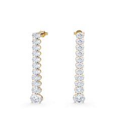 LUXE 6.00ct Lab Diamond Drop Earrings with IGI Certified Oval-Cut Diamonds in 18K Yellow Gold