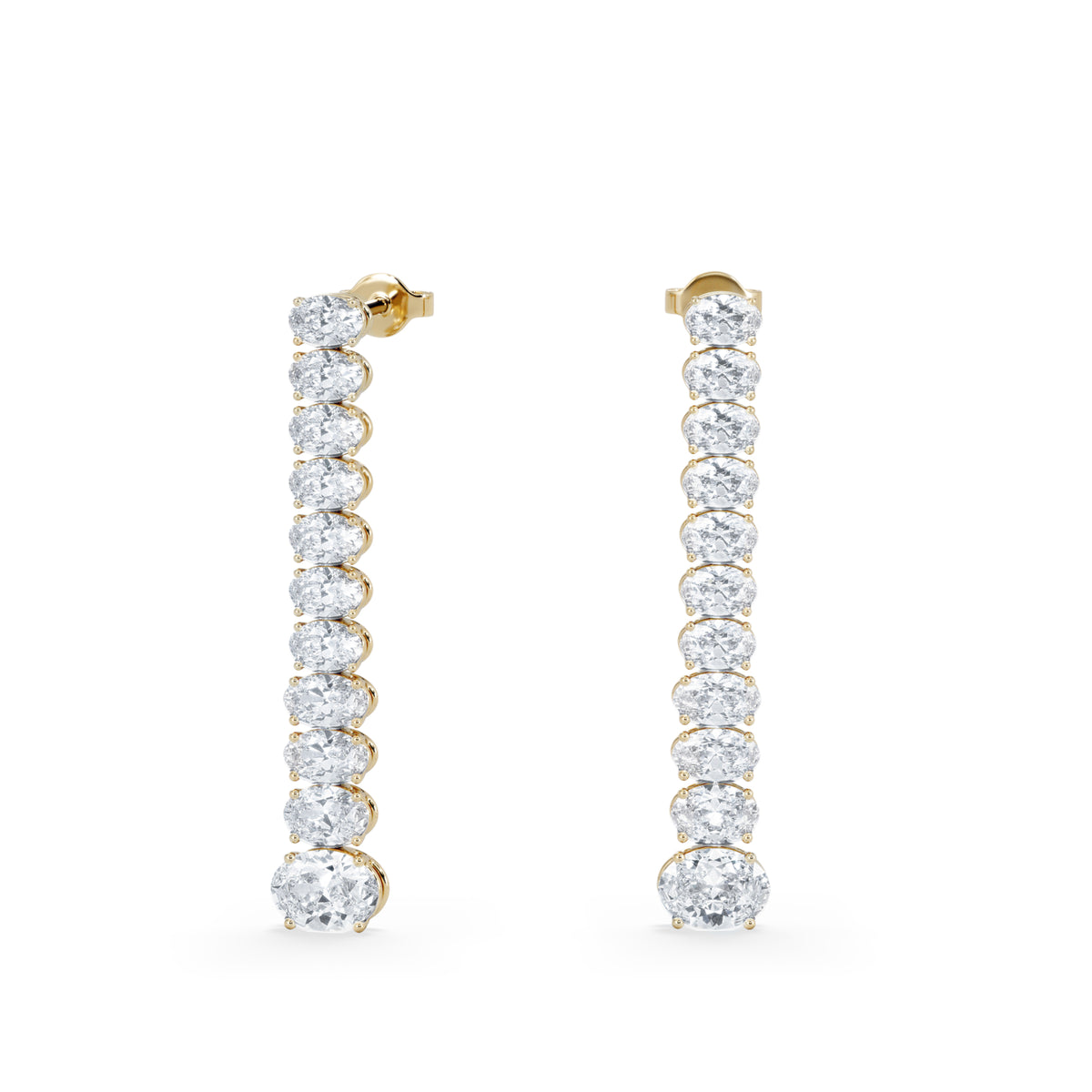 LUXE 6.00ct Lab Diamond Drop Earrings with IGI Certified Oval-Cut Diamonds in 18K Yellow Gold