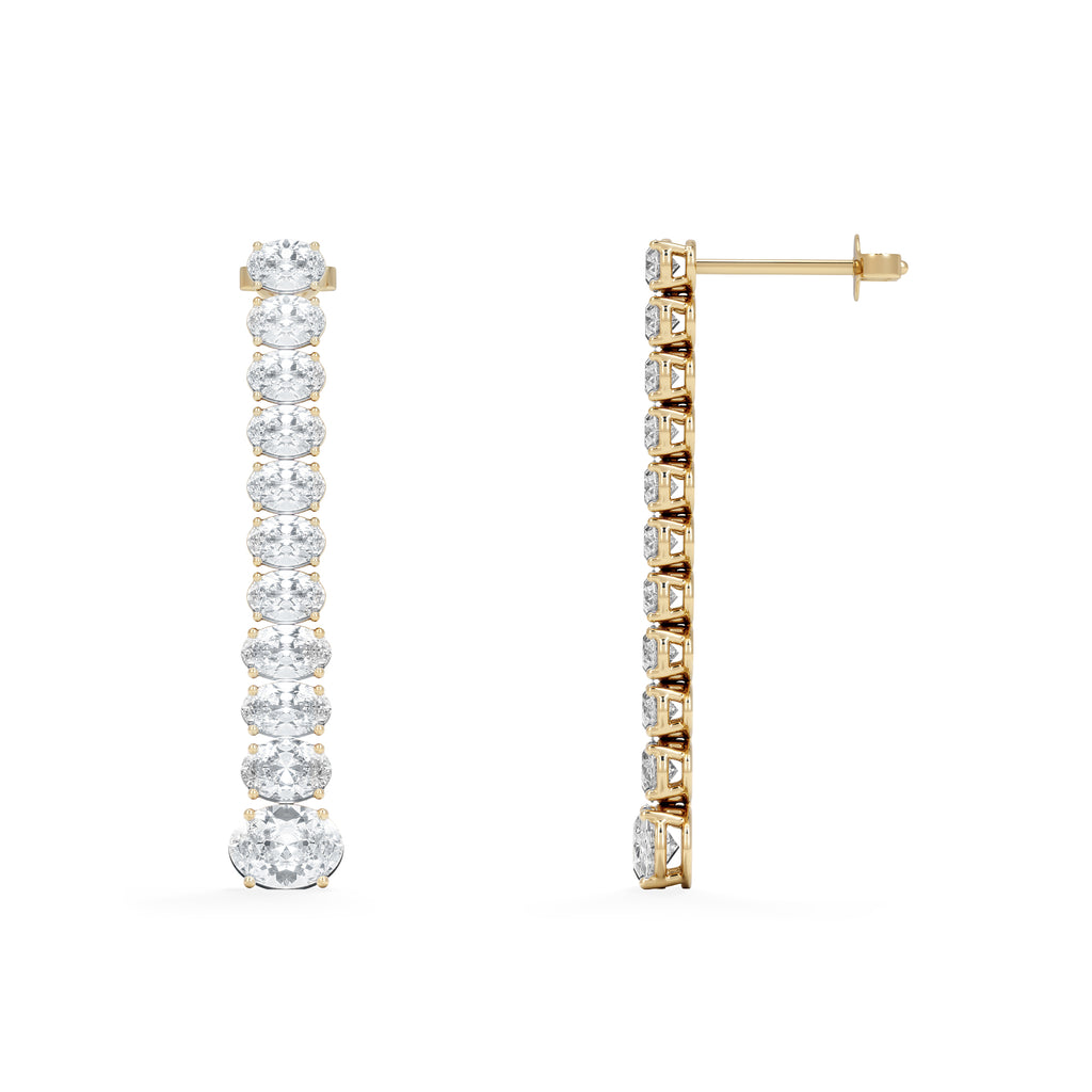 LUXE 6.00ct Lab Diamond Drop Earrings with IGI Certified Oval-Cut Diamonds in 18K Yellow Gold