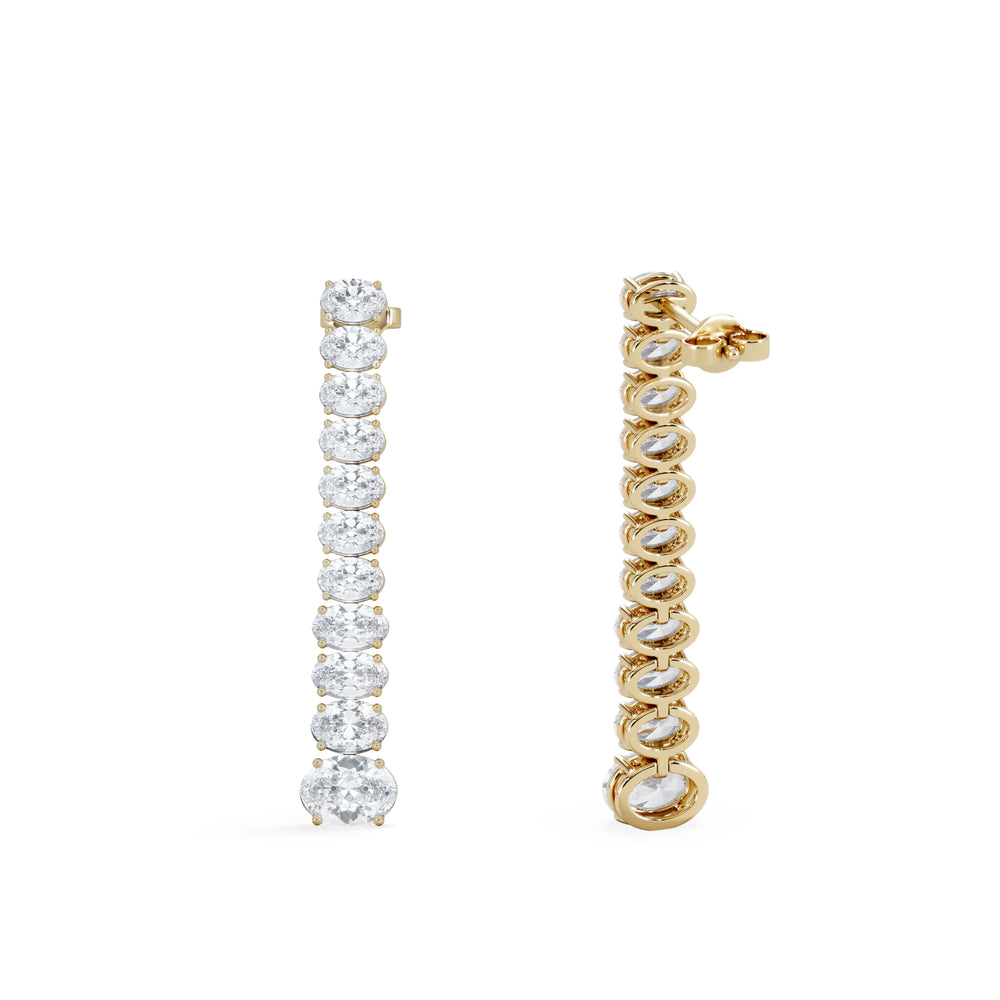 LUXE 6.00ct Lab Diamond Drop Earrings with IGI Certified Oval-Cut Diamonds in 18K Yellow Gold