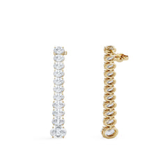 LUXE 6.00ct Lab Diamond Drop Earrings with IGI Certified Oval-Cut Diamonds in 18K Yellow Gold